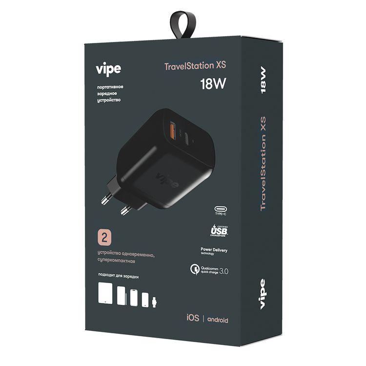 Зарядное устройство сетевое Vipe Travel Station XS, 18Вт, черный - 1