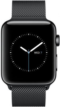 Apple Watch Series 2 (MNQ12RU/A) - 42 мм, нержавеющая сталь «чёрный космос», миланский сетчатый браслет «чёрный космос»— фото №1