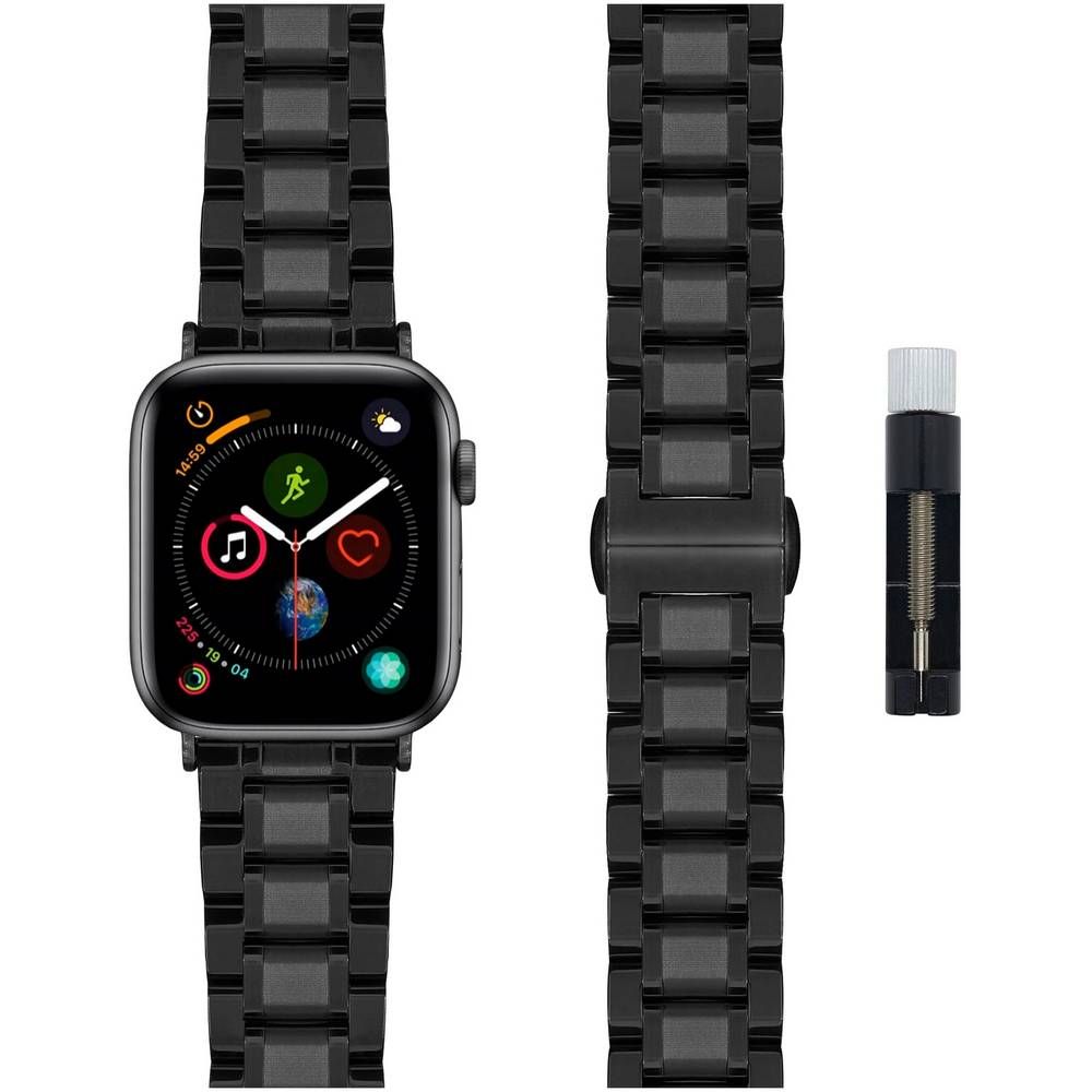 Ремешок Lyambda CETUS для Apple Watch 45mm, Нержавеющая сталь, черный— фото №1