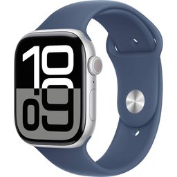 Apple Watch Series 10  (корпус - серебристый, 46mm ремешок Sport Band синий, размер S/M)— фото №0