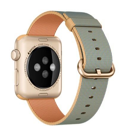 Apple Watch Sport (MMFQ2) - 42 мм, золотистый алюминий, ремешок из плетёного нейлона цвета «золотистый кобальт»— фото №3