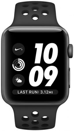 Apple Watch Nike+ (MQ162RU/A) - 38 мм, алюминий «серый космос», спортивный ремешок Nike цвета «антрацитовый/чёрный»— фото №1