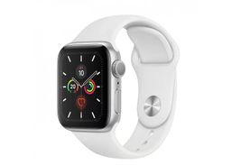 Apple Watch Series 5, 40 мм, алюминий серебристого цвета, спортивный ремешок белого цвета— фото №0