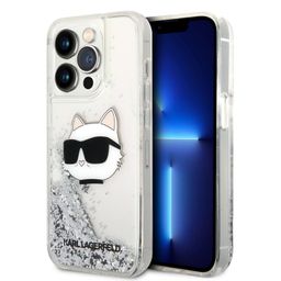 Чехол-накладка Lagerfeld Liquid Glitter NFT Choupette head Hard для iPhone 15 Pro Max, силикон, серебристый— фото №0