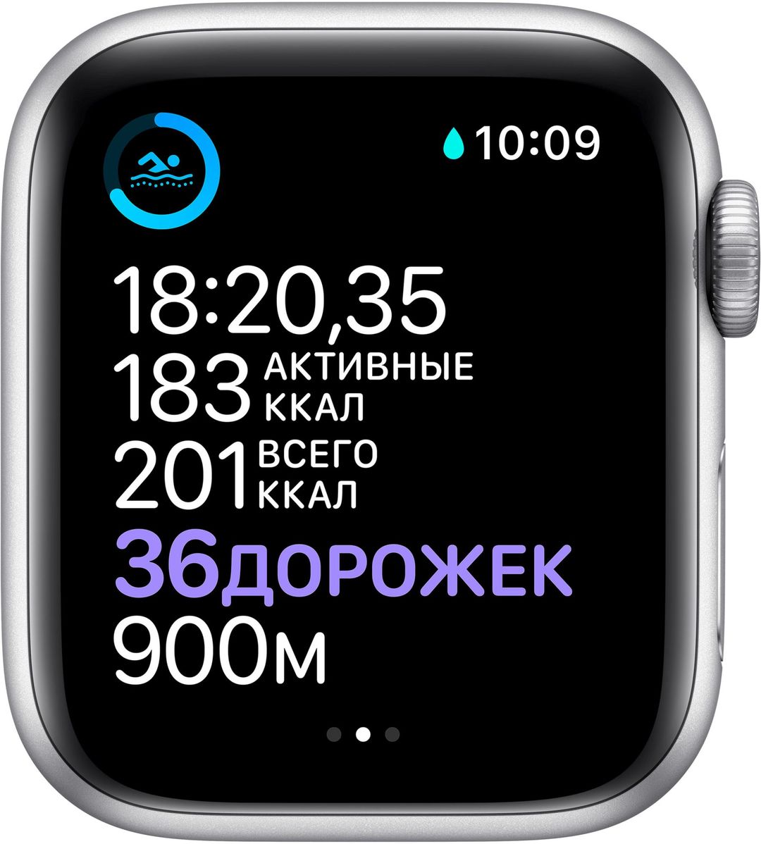 Apple Watch Series 6 GPS, 40 mm, алюминий серебристый, спортивный ремешок белого цвета— фото №3