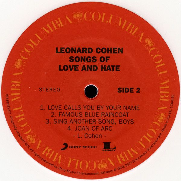 Виниловая пластинка Leonard Cohen - Songs Of Love And Hate (1971)— фото №3