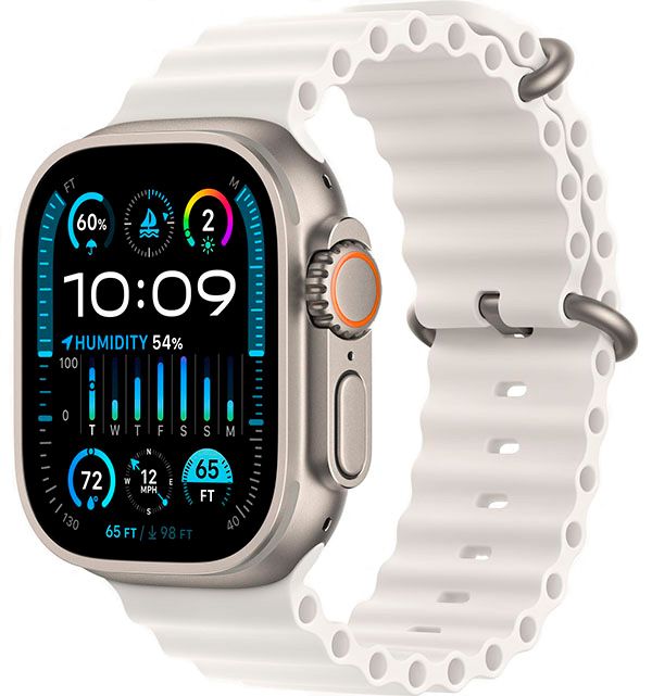 Apple Watch Ultra 2 GPS + Cellular 49mm (корпус - титан, ремешок Ocean Band белый, IP6X)— фото №0