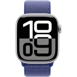 Apple Watch Series 10  (корпус - серебристый, 42mm ремешок Sport Loop голубой, размер One Size)— фото №1