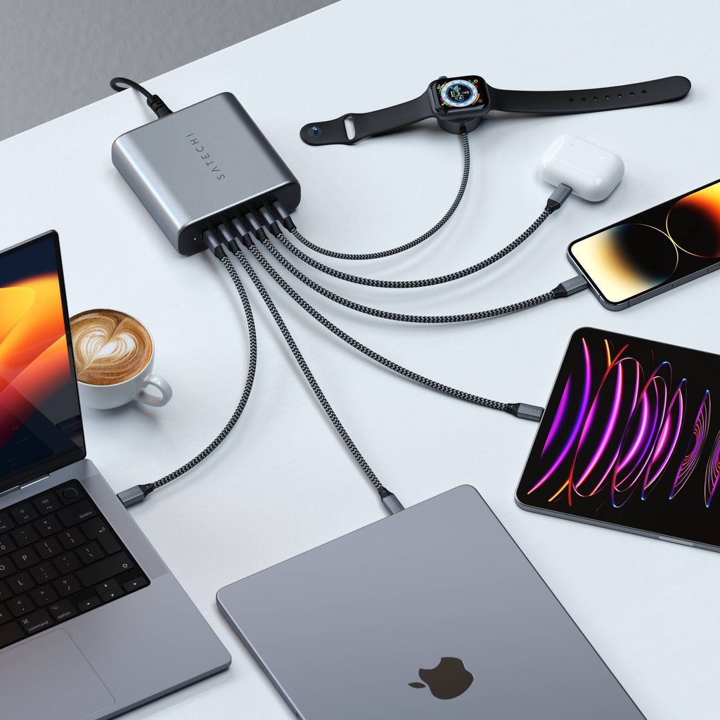 Зарядное устройство сетевое Satechi USB-C 6-port GaN charger, 200Вт, серый— фото №4