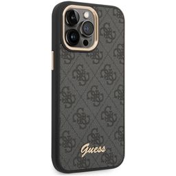 Чехол-накладка Guess 4G Script metal logo Hard для iPhone 14 Pro, полиуретан, черный— фото №3