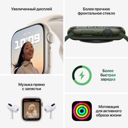 Apple Watch Nike Series 7 GPS 41mm (корпус - темная ночь, спортивный ремешок Nike цвета антрацитовый/черный, IP67/WR50)— фото №3