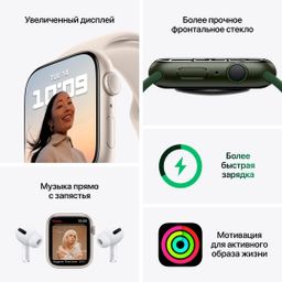 Apple Watch Series 7 GPS 45mm (корпус - зеленый, спортивный ремешок цвета зеленый клевер, IP67/WR50)— фото №7