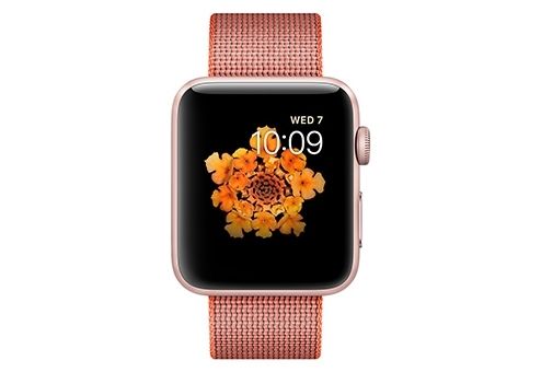 Apple Watch Series 2 (MNPM2RU/A) - 42 мм, алюминий «розовое золото», ремешок из плетёного нейлона цвета «оранжевый космос/антрацит»— фото №1