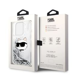 Чехол-накладка Lagerfeld Liquid Glitter NFT Choupette head Hard для iPhone 15 Pro Max, силикон, серебристый— фото №3