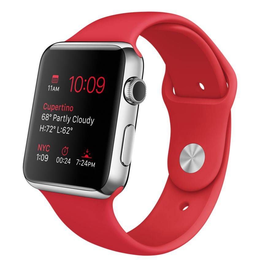 Apple Watch (MLLE2) - 42 мм, нержавеющая сталь, спортивный ремешок (PRODUCT)RED— фото №0