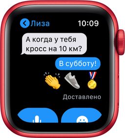 Apple Watch Series 6 GPS, 44 mm, алюминий красный, спортивный ремешок красного цвета— фото №4