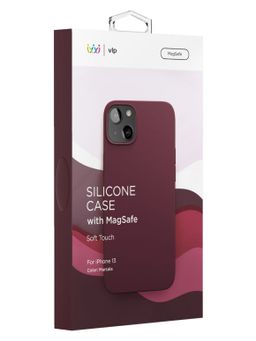 Чехол-накладка VLP Liquid Silicone для iPhone 13, силикон, марсала— фото №3