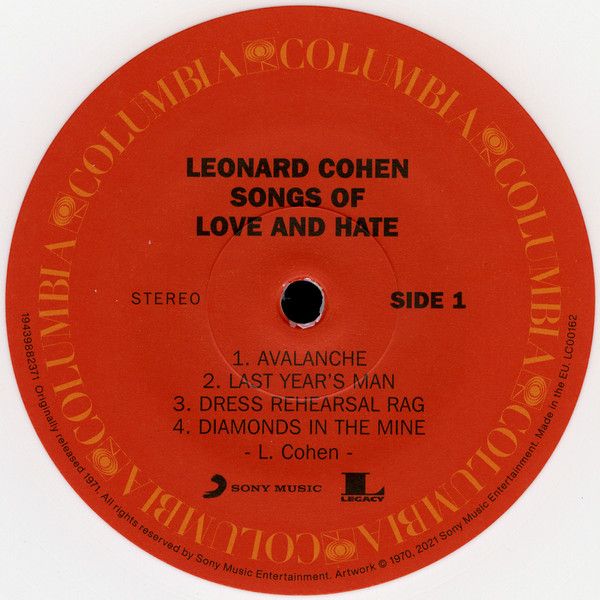 Виниловая пластинка Leonard Cohen - Songs Of Love And Hate (1971)— фото №2