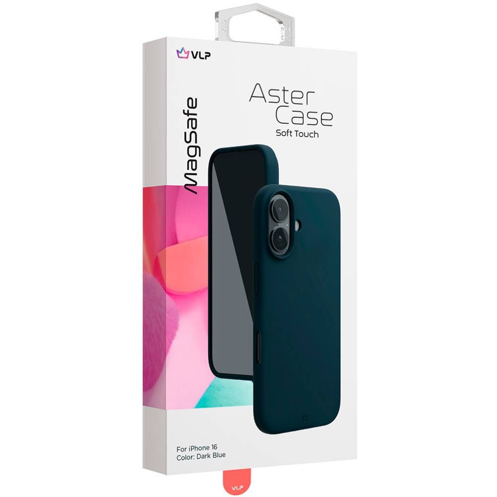 Чехол-накладка VLP Aster Case для iPhone 16, силикон, темно-синий— фото №1