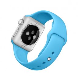 Apple Watch Sport (MLC52) - 42 мм, серебристый алюминий, голубой спортивный ремешок— фото №2