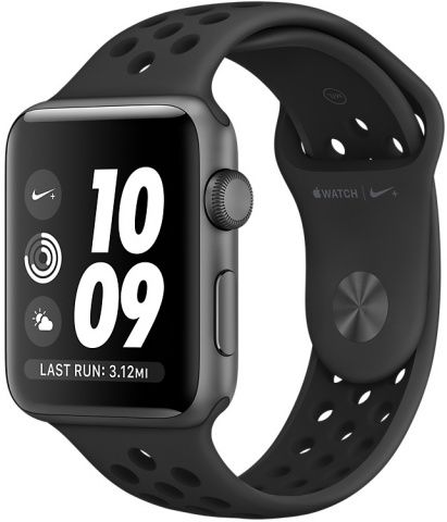 Apple Watch Nike+ (MQ162RU/A) - 38 мм, алюминий «серый космос», спортивный ремешок Nike цвета «антрацитовый/чёрный»— фото №0