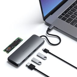 Адаптер мультипортовый Satechi Hybrid Multiport Adapter (with SSD Enclosure) 4 в 1, серый космос— фото №3