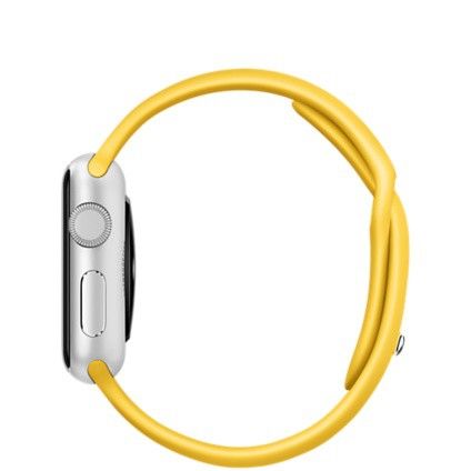 Apple Watch Sport (MMFE2) - 42 мм, серебристый алюминий, жёлтый спортивный ремешок— фото №1