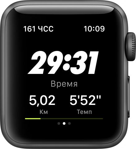 Apple Watch Nike+ Series 3 GPS (MQL42RU/A) - 42 мм, алюминий «серый космос», спортивный ремешок Nike цвета «антрацитовый/чёрный»— фото №3