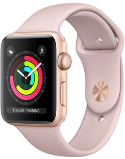 Apple Watch Series 3 (MQKW2RU/A) - 38 мм, золотистый алюминий, спортивный ремешок цвета &quot;розовый песок&quot;— фото №0