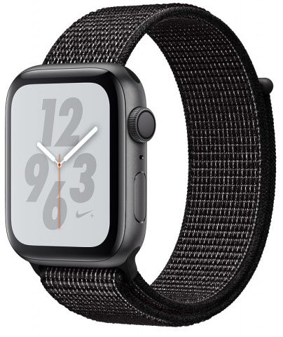 Apple Watch Nike+ Series 4 GPS (MU7G2RU/A) - 40 мм, алюминий «серый космос», спортивный браслет Nike чёрного цвета— фото №0