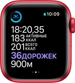 Apple Watch Series 6 GPS, 40mm, алюминий красный, спортивный ремешок красного цвета— фото №3