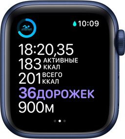 Apple Watch Series 6 GPS, 44 мм, алюминий тёмно-синего цвета, спортивный ремешок цвета «тёмный ультрамарин»— фото №3