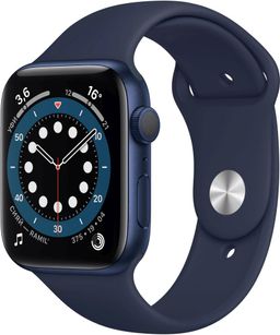 Apple Watch Series 6 GPS, 44 мм, алюминий тёмно-синего цвета, спортивный ремешок цвета «тёмный ультрамарин»— фото №0