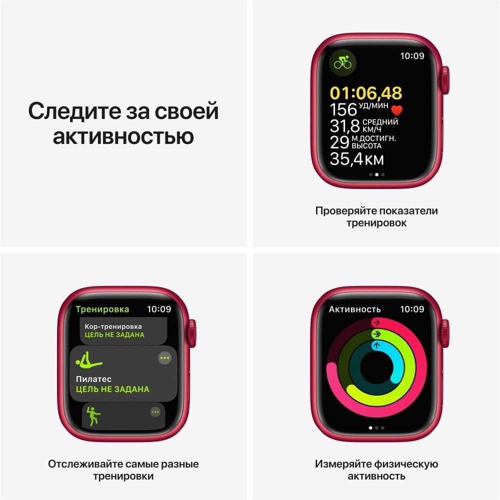 Apple Watch Nike Series 7 GPS 45mm (корпус - темная ночь, спортивный ремешок Nike цвета антрацитовый/черный, IP67/WR50)— фото №5