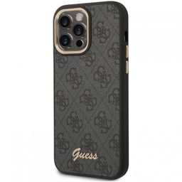 Чехол-накладка Guess 4G Script metal logo Hard для iPhone 14 Pro Max, полиуретан, черный— фото №3