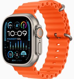 Apple Watch Ultra 2 GPS + Cellular 49mm (корпус - титан, ремешок Ocean Band оранжевый, IP6X)— фото №0