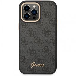 Чехол-накладка Guess 4G Script metal logo Hard для iPhone 14 Pro, полиуретан, черный— фото №2