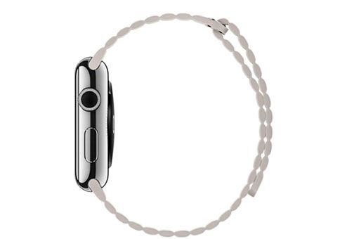 Apple Watch (MMFW2) - 42 мм, нержавеющая сталь, белый кожаный ремешок— фото №1