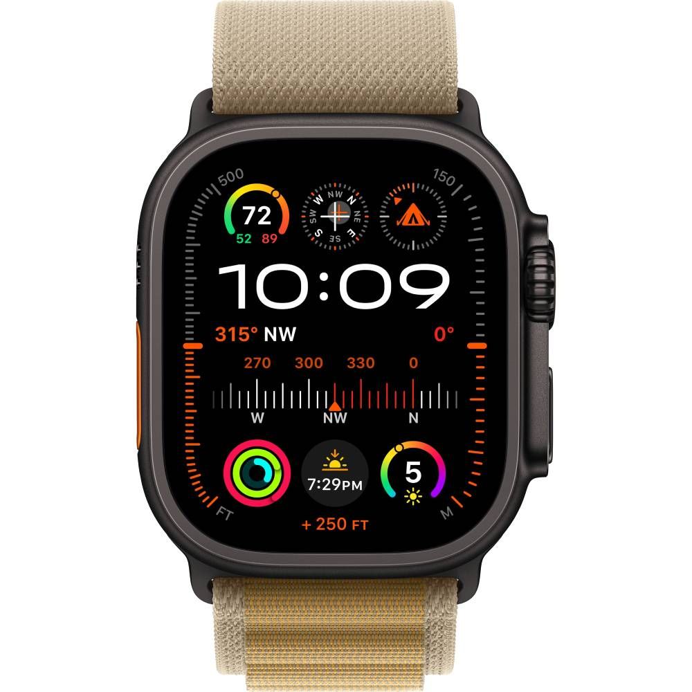 Apple Watch Ultra 2 GPS + Cellular 49mm (корпус - черный титан, ремешок Alpine Loop песочный, IP6X)— фото №1