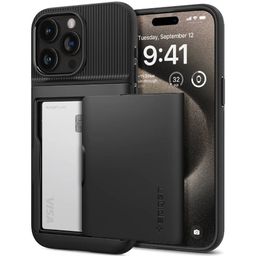 Чехол-накладка Spigen Slim Armor CS для iPhone 15 Pro Max, поликарбонат, черный— фото №6