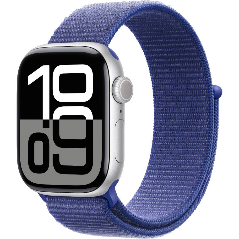 Apple Watch Series 10  (корпус - серебристый, 42mm ремешок Sport Loop голубой, размер One Size)— фото №0