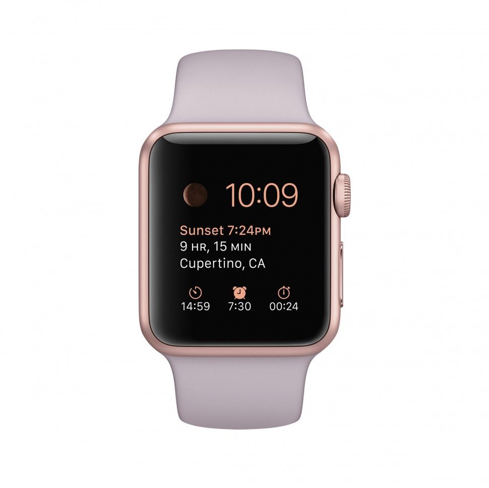 Apple Watch Sport (MLCH2) - 38 мм, алюминий «розовое золото», сиреневый спортивный ремешок— фото №1