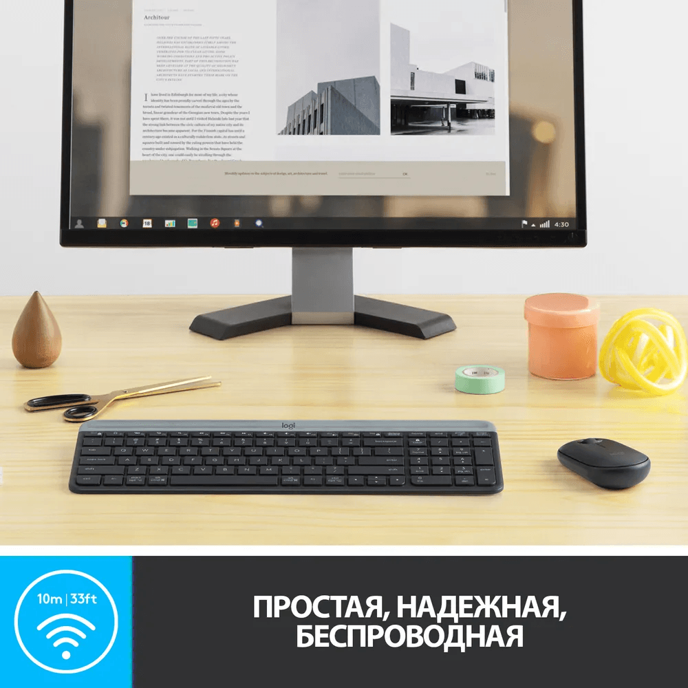 Клавиатура и мышь Logitech MK470 Slim Wireless, серый— фото №6