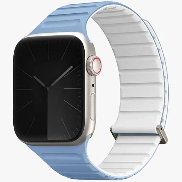 Ремешок Uniq Revix EVO reversible Magnetic Powder для Apple Watch 41mm 41mm, Силикон, голубой/белый— фото №0