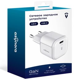 Зарядное устройство сетевое Asynora GAN PD 45W, 45Вт, белый— фото №1