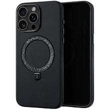 Чехол-накладка PYNANA Dancing Circle для iPhone 16 Pro, экокожа, черный - 2