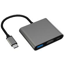 Адаптер мультипортовый PERO MH08 3 в 1, серый - 2